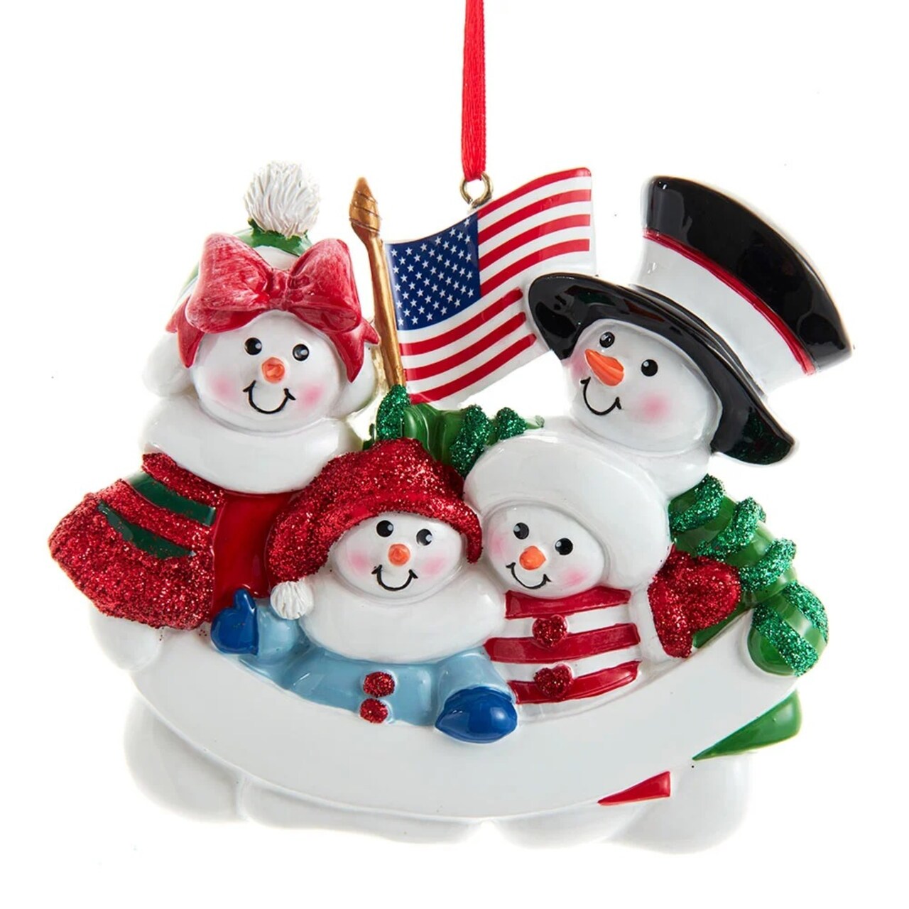 KSA Pack of 12 Glittered Patriotic Snowman Family Christmas Ornaments 4"
